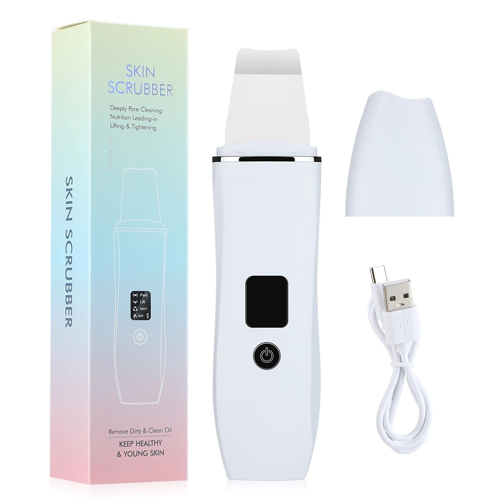Ultrasonic Skin Scrubber Deep Vibrate Facial Cleaner Shovel Face Scrubber Peeling Black Head Remover Facial Massager